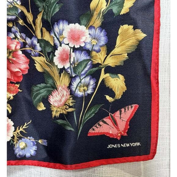 Jones New York Women's Scarf Navy Blue Floral Multicolor Floral 31"/31" Square - Picture 3 of 4